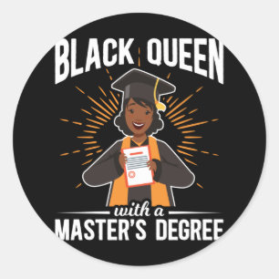 Afstuderen zwarte koningin Afstuderen mastergraad Ronde Sticker