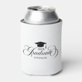 Afstuderen zwarte scripttypografie blikjeskoeler (Blikje Voorkant)