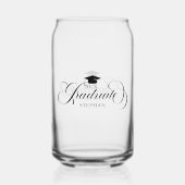 Afstuderen zwarte scripttypografie blikvorm glas (Voorkant)