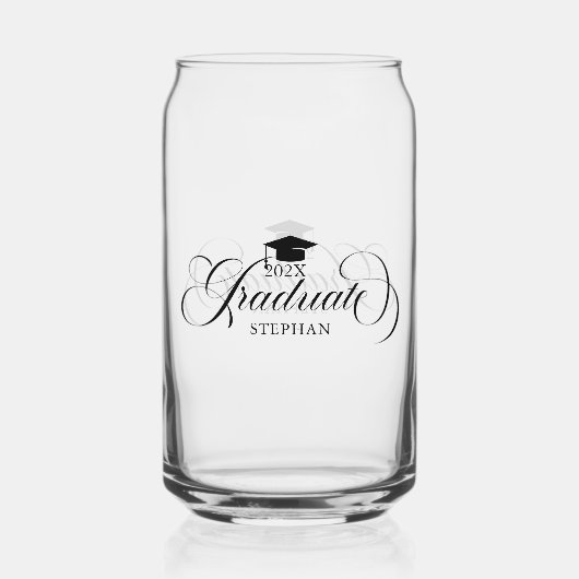 Afstuderen zwarte scripttypografie blikvorm glas (Achterkant)