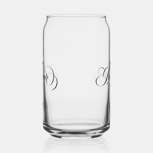 Afstuderen zwarte scripttypografie blikvorm glas (Links)