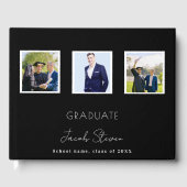 Afstuderen zwarte witte naam scriptfoto gastenboek (Voorkant)