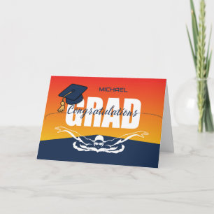 Afstuderen Zwemmen Atleet Gefeliciteerd Afstudeerd Kaart