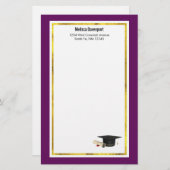 Afstudiepunten en diploma's op Paars Briefpapier (Voorkant / Achterkant)