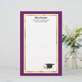 Afstudiepunten en diploma's op Paars Briefpapier (Staand voorkant)