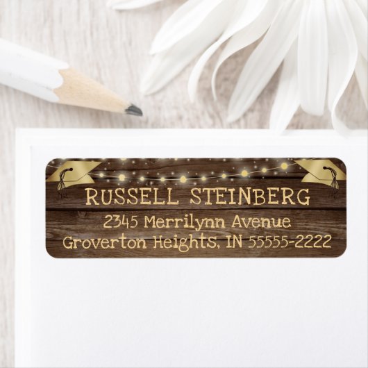 Afstuivingslampje Rustic Wood String Lights Etiket (Insitu)