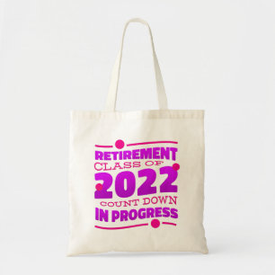 aftellen met pensioen 2022 grappig roze tote bag