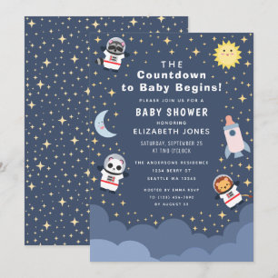 Aftellen naar Baby Space Baby shower Invitation Kaart