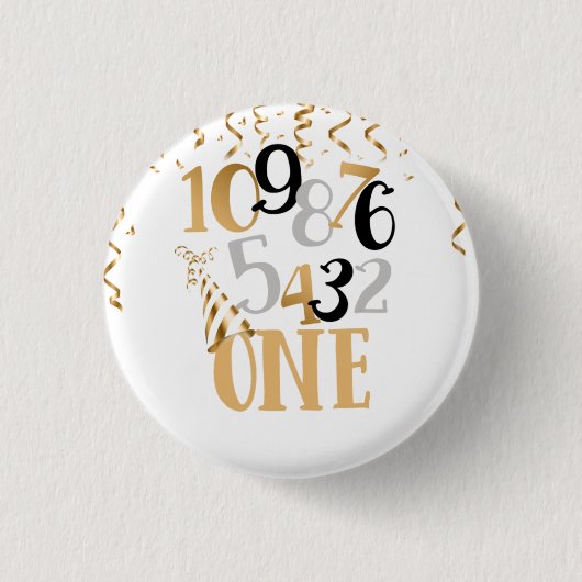 Aftellen naar een verjaardag Button-Nieuwjaar Eve Ronde Button 3,2 Cm (Voorkant)