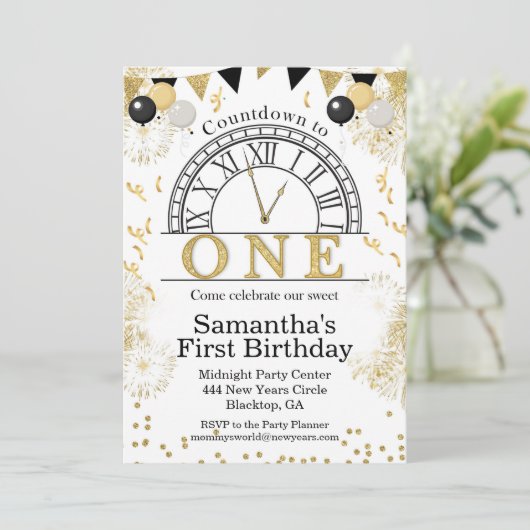 Aftellen naar EEN Verjaardagsuitnodiging Kaart (Staand voorkant)