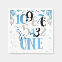 Aftellen naar One Party Napkins-Blue