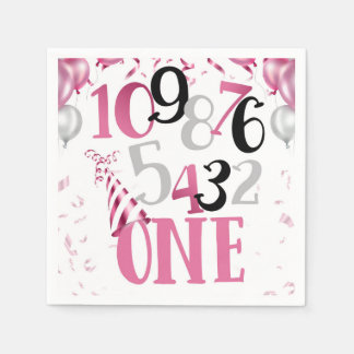 Aftellen naar One Party Napkins-Pink Servet