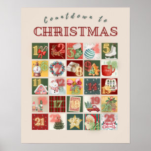Aftelling naar Kerstmis Adventkalender Muur Kunst Poster