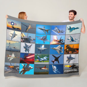 AFTERBURNERS USA! "MONTAGE" FLEECE DEKEN
