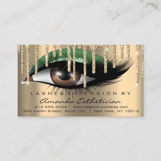 Aftercare Instructies Eyelash Extension Mint Gold Visitekaartje (Voorkant)