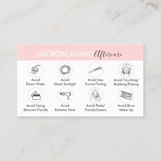 Aftercare-instructies voor microblading visitekaartje (Achterkant)