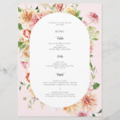 Afterglow Floral Garden Blooms Wedding Menu (Devant)