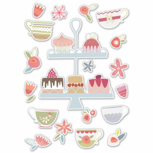 Aftermiddag Tea en Cakes Sticker (Voorkant)