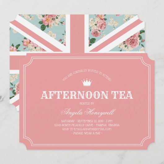 Aftermiddag Tea English Rozen UK Flag Kaart (Voorkant / Achterkant)