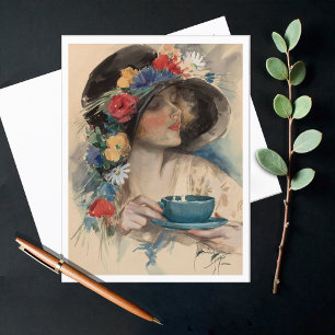 Aftermiddag Tea, Harrison Fisher Briefkaart