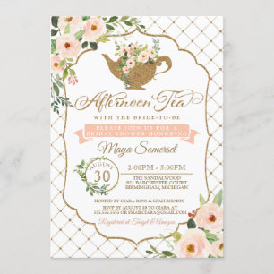 Aftermiddag Tea Luxury Blush Floral Vrijgezellenfe Kaart