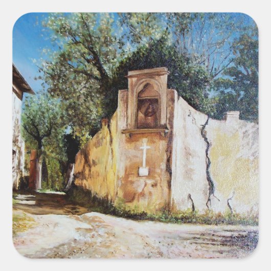 AFTERNOON IN RIMAGGIO/Uitzicht Toscane Vierkante Sticker (Voorkant)