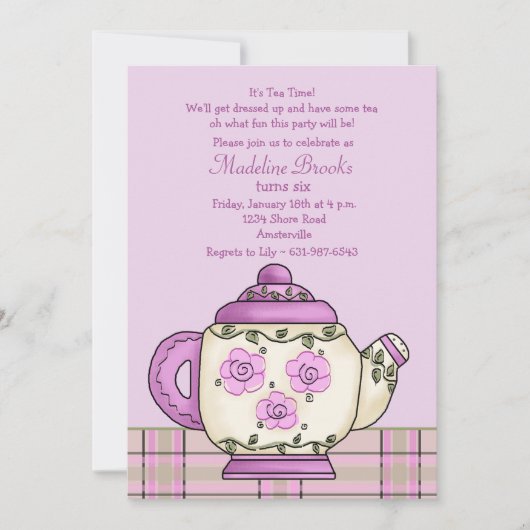 Afternoon Tea Birthday Party Invitation (Devant)