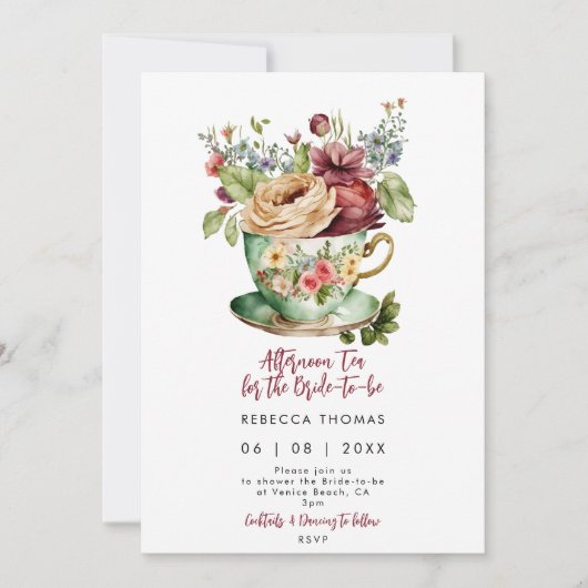 afternoon tea rose nuptiale invitation (Devant)