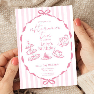 Afternoon Tea Verjaardag | Pink Tea Party Kaart