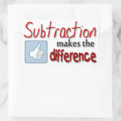 Aftrekken maakt het verschil humor stickers (Tas)