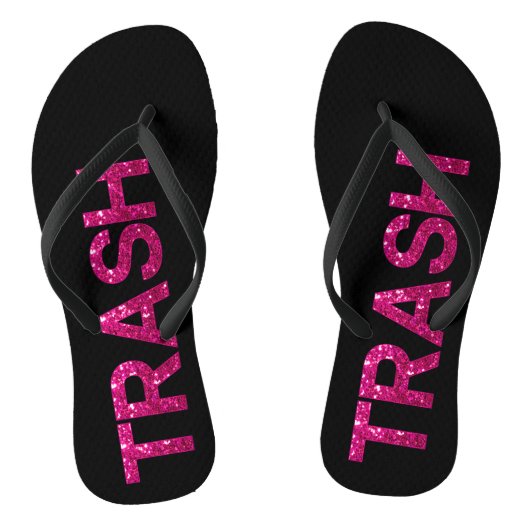 Afval Heet Roze Glitter Teenslippers (Voetbed)