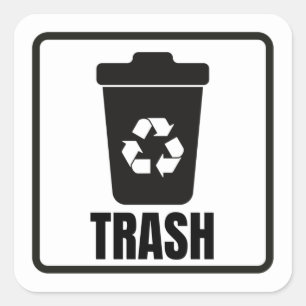 Afval kan op klassieke schaal zwart zijn vierkante sticker