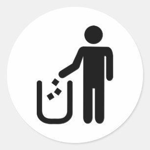 Afval van afval van strooisel ronde sticker