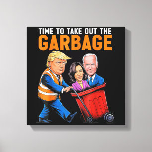 Afval voor Trump 2024 Leuk om afval buiten te zett Canvas Afdruk