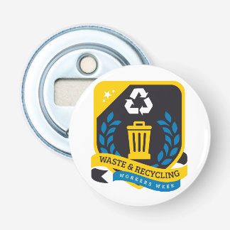 Afvalstoffen en recycling Werknemers Week flesopen Button Flesopener