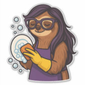 Afwassen met luiaardmunt sticker (Voorkant)