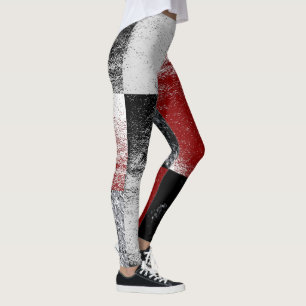 Afwerking in zwart-wit en rood-stone stijl blok on leggings