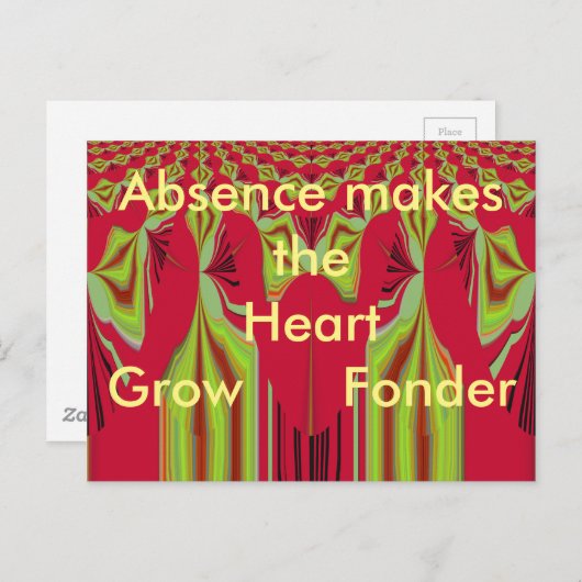 Afwezigheid maakt het hart groeien Fonder Briefkaa Briefkaart (Voorkant / Achterkant)