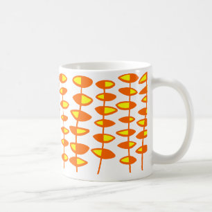 Afwisselend blad abstract - Oranje en geel Koffiemok