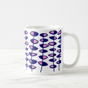 Afwisselend blad abstract - Roze en donkerblauw Koffiemok