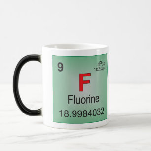 Afzonderlijk element fluor van de periodieke tabel magische mok