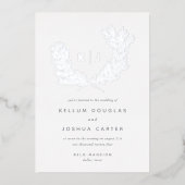 Afzonderlijk Monogram Wedding Silver Folie Uitnodiging (Voorkant)