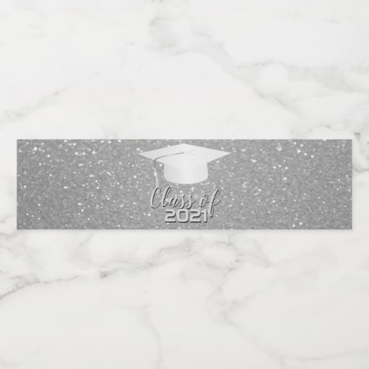 Afzuigkap - Klasse van 20XX - Zilveren glitter Waterfles Etiket (Enkel label)