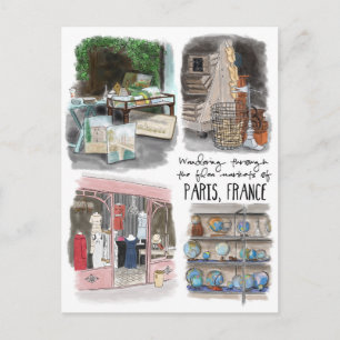 Afzwerven van de Flea Markets van Parijs - Briefka Briefkaart