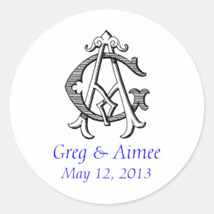 AG Monogram Bruiloft Sticker