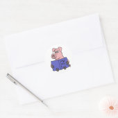 AG- Pig Reading Hoe te vliegen Boek Ronde Sticker (Envelop)