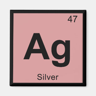 Ag - Zilver Chemie Periodiek Systeem Symbool Magneet