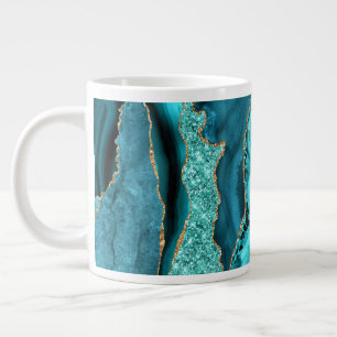 Agaat Blauwgroen Blauw Goud Aqua Turquoise Koffie Extra Grote Beker
