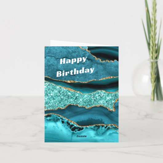 Agaat Blauwgroen Blauw Goud Aqua Turquoise Verjaar (Achterkant)
