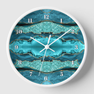 Agaat Blauwgroen Blauw Goud Aqua Turquoise Wandklo
